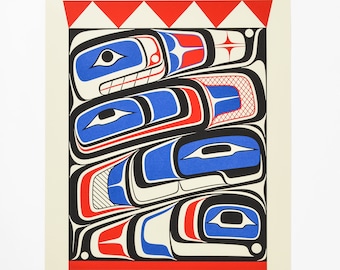 Modern Indigenous K&#39;awat&#39;si Treasure Box Print by William Wasden Jr.