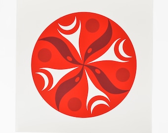 Abstracte print inheemse voedende kolibries uit 2011 van lessLIE