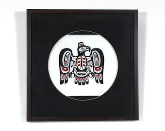 Framed Vintage Northwest Coast Native Haida Eagle Print Signed Numbered From 1991