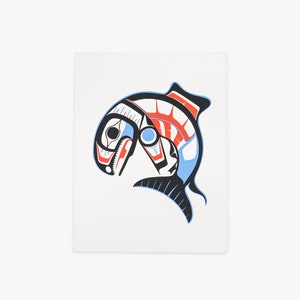 Vintage 1989 Northwest Native Print Salmon by Ben Houstie