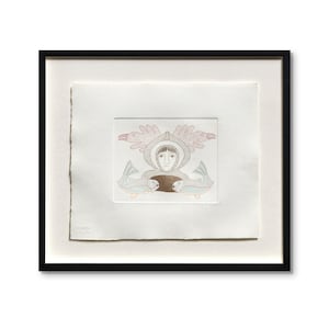 Framed Rare Vintage 1980 Limited Edition Print by Kenojuak Ashevak Thoughts of Sea and Sky