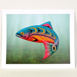 Signed Salmon Print Northwest Coast Native Art Indigo Art Print