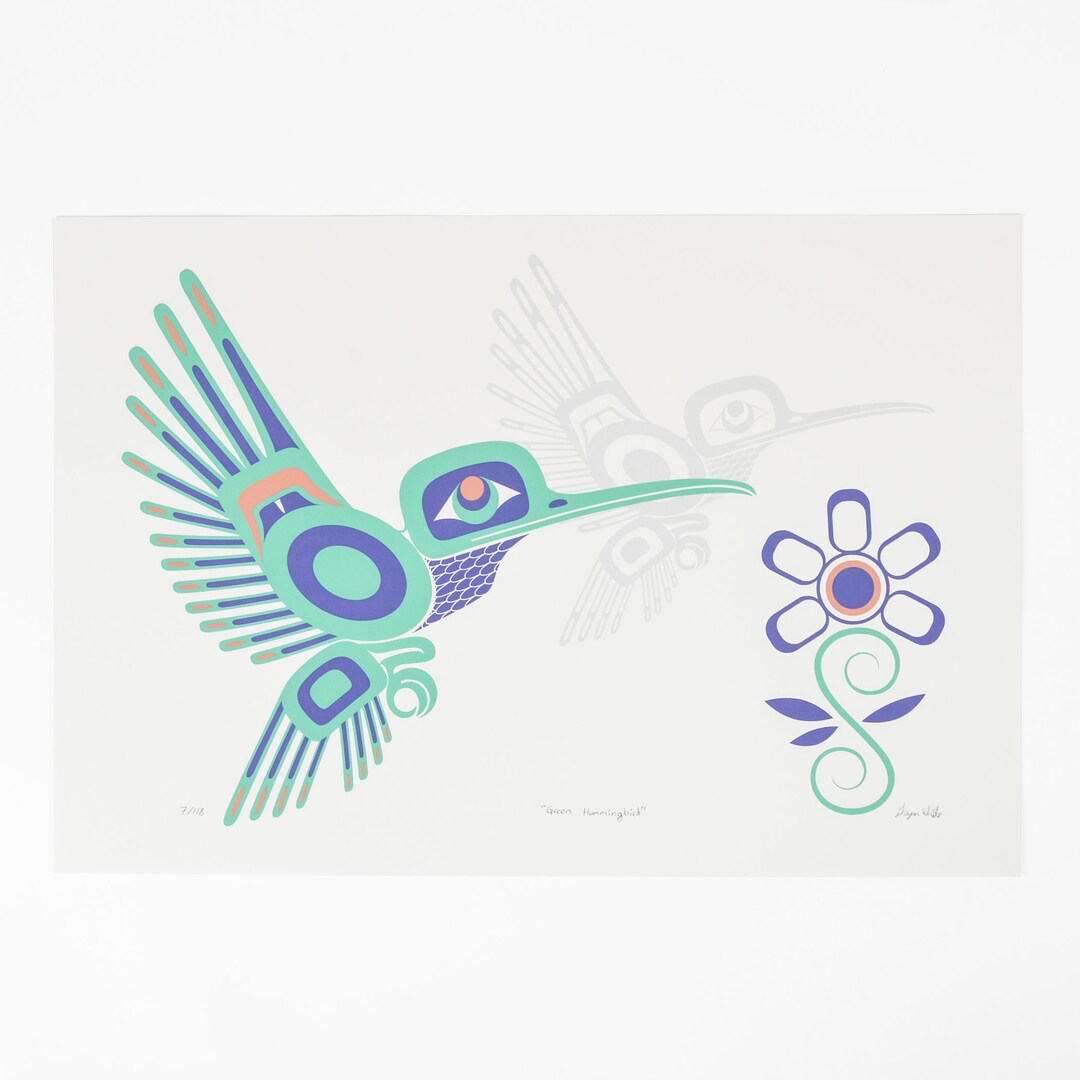 Modern 2021 Native Green Hummingbird Print by Gryn White - Etsy