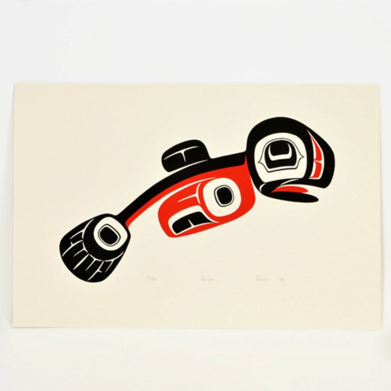 Vintage 1980 Alevin Baby Salmon Silkscreen Print Gitxsan Etsy