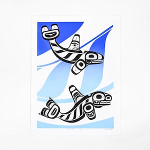 Minimalist Into the Deep Orcas Northwest Native Print by Trevor Husband