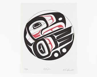 Impresión de edición limitada de Haida numerada con tres diseños del artista Mitch Adams