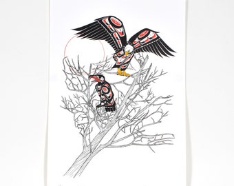 Northwest Coast Indigenous Eagle and Raven Print by Richard Shorty