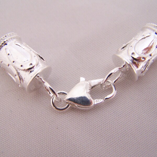 Beautiful .925 Sterling Silver Horse Shoe Design End Cap Set