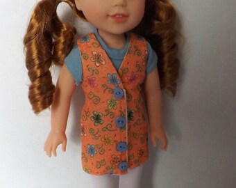 14.5 inch doll Jumper and T shirt, Orange jumper, blue t shirt, doll clothes, Autumn Fall outfit