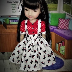Scotties Dress & Hair Bow: 15&quot; Ruby Red Fashion Friends Doll