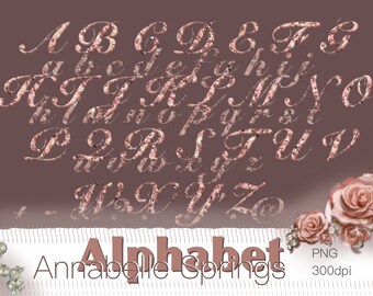 Art FONTS-Blush Sparkles,Digital Letters,Blush Art design,Cute Girl,Download PNG, Spring design,card and stationery,scrapbooking ,party