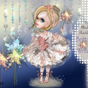 Illustration mignonne de BALLERINE, ensemble de cliparts numériques, filles mignonnes, BALLET, baguette magique, cartes de vœux, autocollants, designs de surface, projets de bricolage, personnalisation