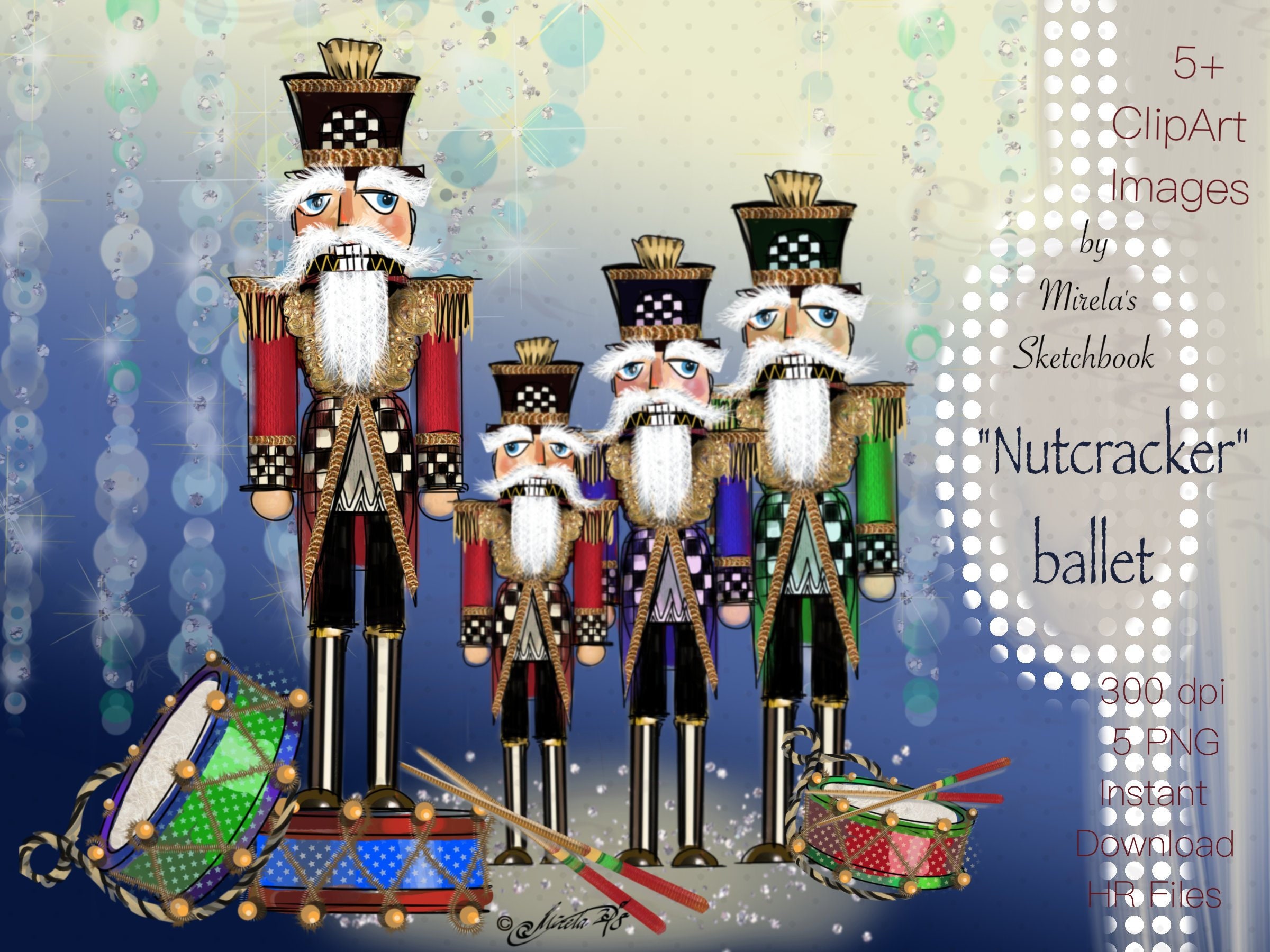 Nutcracker Ballet Illustration,digital Clipart Set,cute Girls