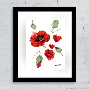 Impression en téléchargement numérique, coquelicots d’été, image numérique imprimable au format A4, décoration intérieure, décoration d’anniversaire pour filles, surface, carte, design stationnaire