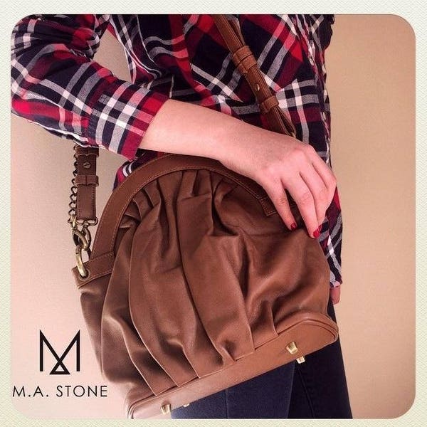 Sac  bourse vintage en cuir caramel