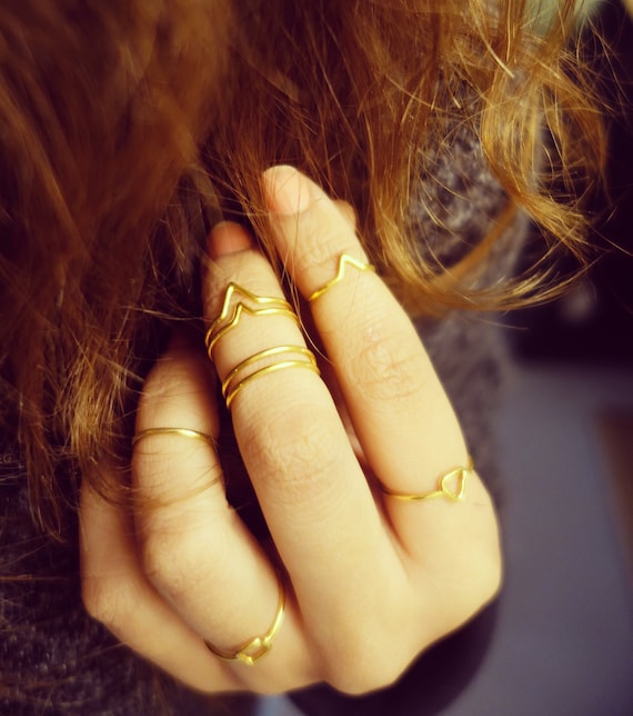 Double Bague De Phalange V en argent massif dore a l or fin Etsy France