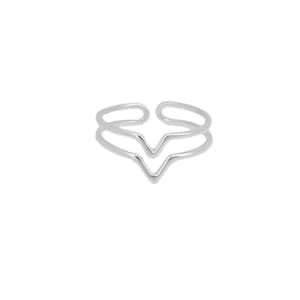 Double thin chevron v phalanx ring in solid silver