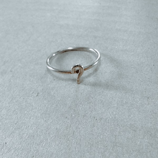 Fine solid silver question mark knuckle ring