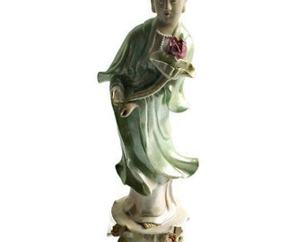 Porcelain Kwan Yin Figurine with Removable Hand, Made in Hong Kong, Quan Yin, Kwan Yin Statue, Asian Deity, Bodhisattva Figurine