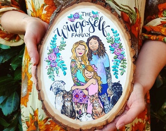 Extra large family portrait wood slice