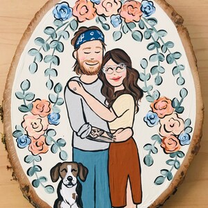 Large family portrait wood slice, 7-8 personalized custom painting image 7