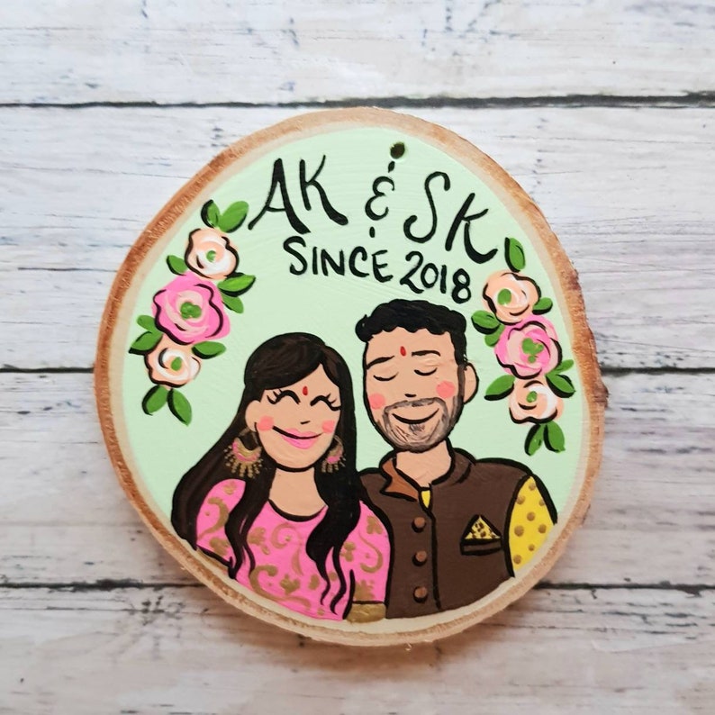 Custom wedding portrait ornament, bride and groom personalized Christmas ornament image 9