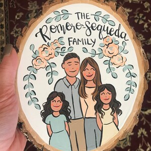 Large family portrait wood slice, 7-8 personalized custom painting image 4