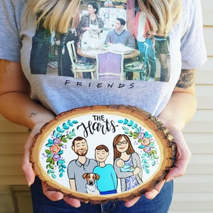 Large family portrait wood slice, 7-8 personalized custom painting image 3