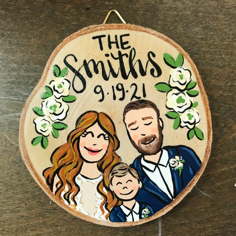 Custom wedding portrait ornament, bride and groom personalized Christmas ornament image 5