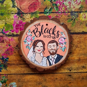 Custom wedding portrait ornament, bride and groom personalized Christmas ornament image 10