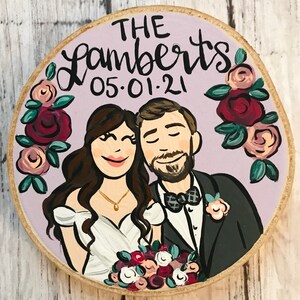 Custom wedding portrait ornament, bride and groom personalized Christmas ornament image 3