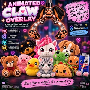 Interactive Twitch Claw Machine Base Pack | Streamer.bot + OBS, Custom Hooks & Prizes