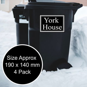 4x Custom Recycling Wheelie Bin House Name Sticker label Vinyl Decal