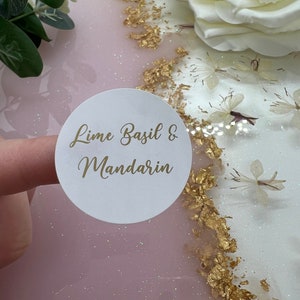 30mm Foiled Fragrance Flavour Stickers. Pastel. Wedding Stickers. Party Stickers. Business Stickers.