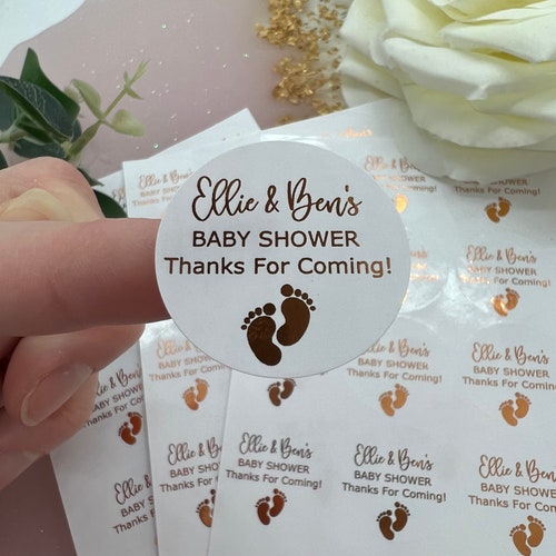 48 Personalised Round Baby Shower Stickers Thank You For Coming - Foto 9