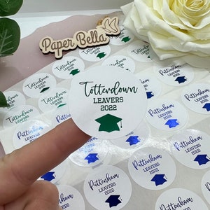 Personalised Leavers Graduation Foiled Stickers. Party Bag Stickers.  Graduation Party. School Leavers.