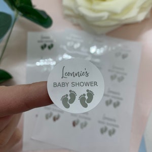 Personalised Twin Baby Shower Foiled Stickers. Party Bag Stickers.  Thank You.