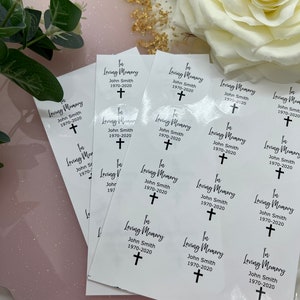 Personalised Gloss In Loving Memory Cross Stickers.