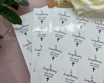 Personalised Gloss In Loving Memory Cross Stickers.