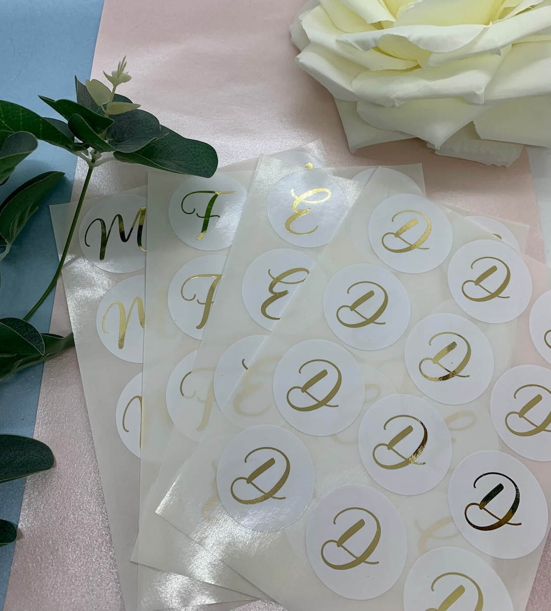 Initial Sign Sticker Personalised Initial Foiled Stickers. Party Bag Stickers. Thank You ...