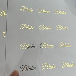 Personalised Name Foiled Stickers. Party Bag Stickers.  Thank You. Christmas Gift Tags