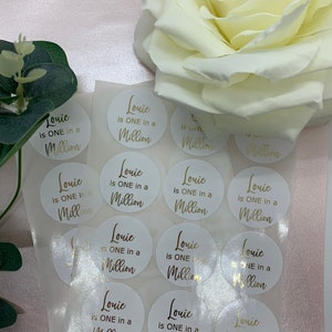 Autocollants personnalisés un sur un million. Autocollants de sac de fête. Autocollants de la Saint-Valentin. Autocollants de mariage.