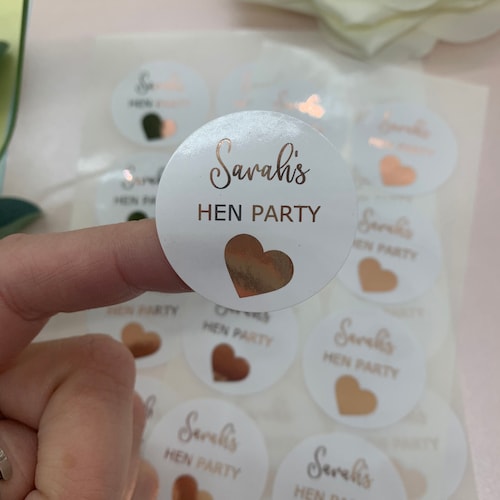 Personalised Hen Party Foiled Stickers. Party Bag Stickers. Etsy UK