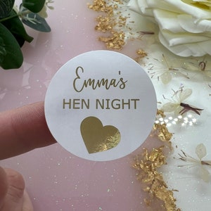 Gepersonaliseerde kippennacht verijdelde stickers. Stickers voor feesttassen. Bedankt.