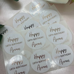 Adesivos brilhantes frustrados personalizados para aniversários de 16/18/21/30 anos. Adesivos para sacolas de festa.