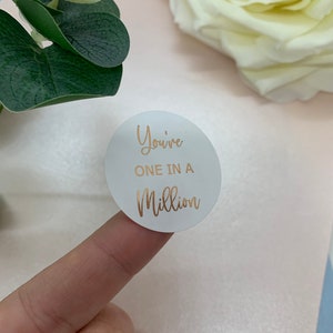 Je bent een op een miljoen verijdelde stickers. Stickers voor feesttassen. Valentijnsstickers. Trouwstickers.