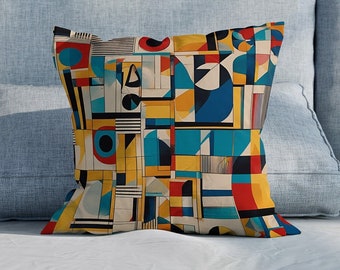 Bold Mid Century Modern Art Print on Square Pillow - 3 sizes available.