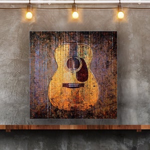 Gifts For Guitarist, Acoustic Guitar Printed on Eco Friendly Recycled Aluminum, Music Room and Studio Decor