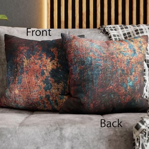 Rust on Metal Print Square Throw Pillow: Modern Art Cushion
