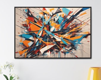 Abstract Art Wall Print - Multicolor Explosion Print on Canvas in a Floating Frame